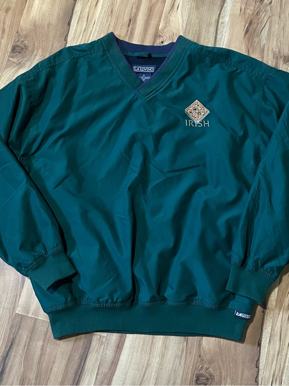 Vintage 90s LA LOVING Irish Celtic Green Pullover Windshirt Jacket Size S